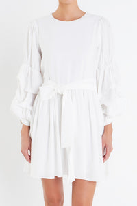Puff Sleeve Belted Dress