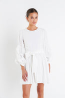 Puff Sleeve Belted Dress