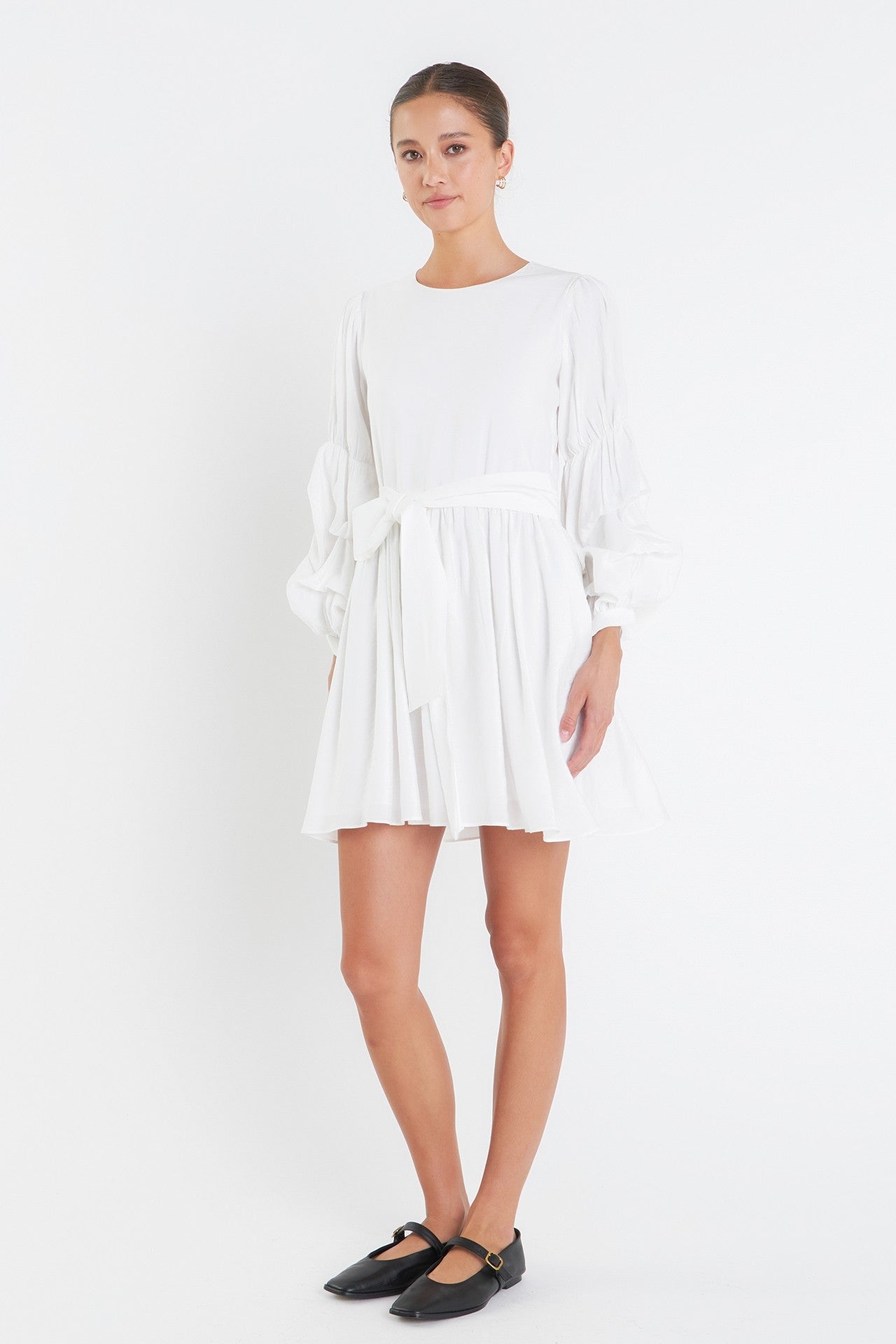 Puff Sleeve Belted Dress