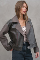 Herringbone Leather Jacket