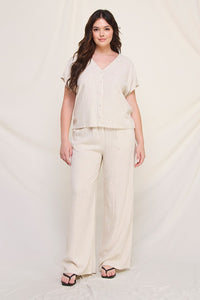 Striped Linen Smock Waist Pants