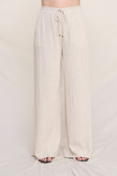 Striped Linen Smock Waist Pants