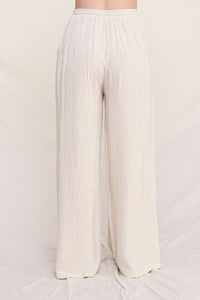 Striped Linen Smock Waist Pants