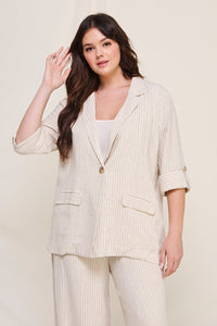 Pin-Striped Soft Linen Jacket