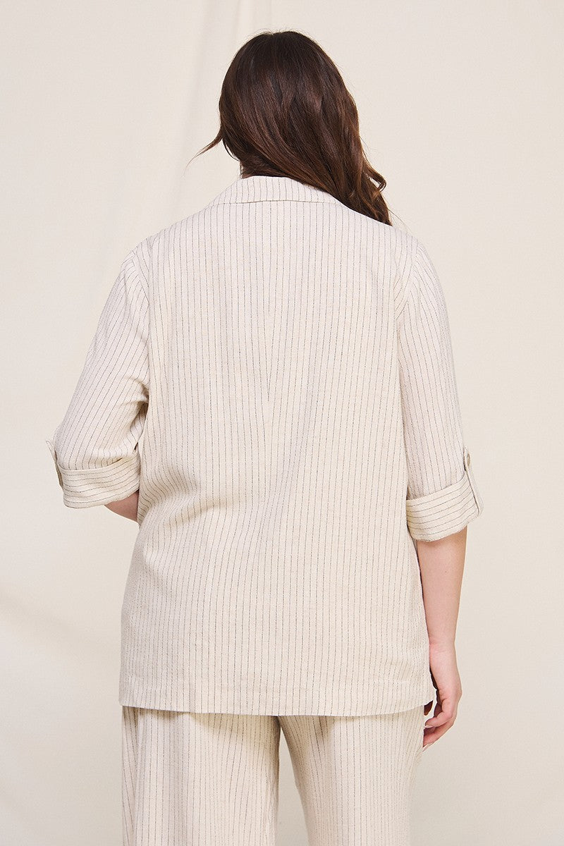 Pin-Striped Soft Linen Jacket