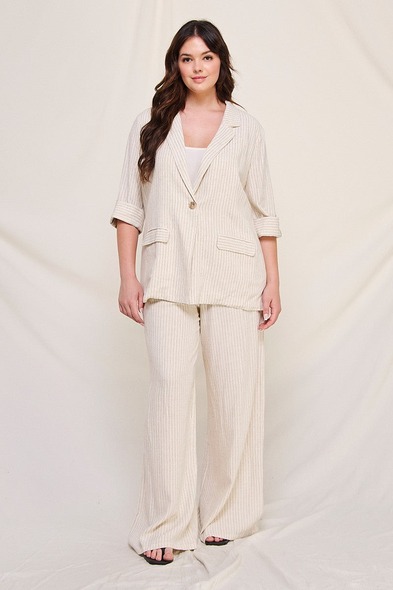 Pin-Striped Soft Linen Jacket