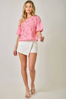 Floral Beaded Relaxed Tee