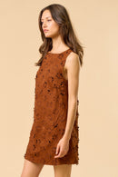 Flower Cut Out Suede Dress