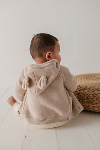 Taupe Bear Knit Hoodie