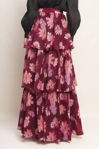 Printed Tiered Maxi Skirt