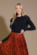 Sequin Ruffle Ribbed Top