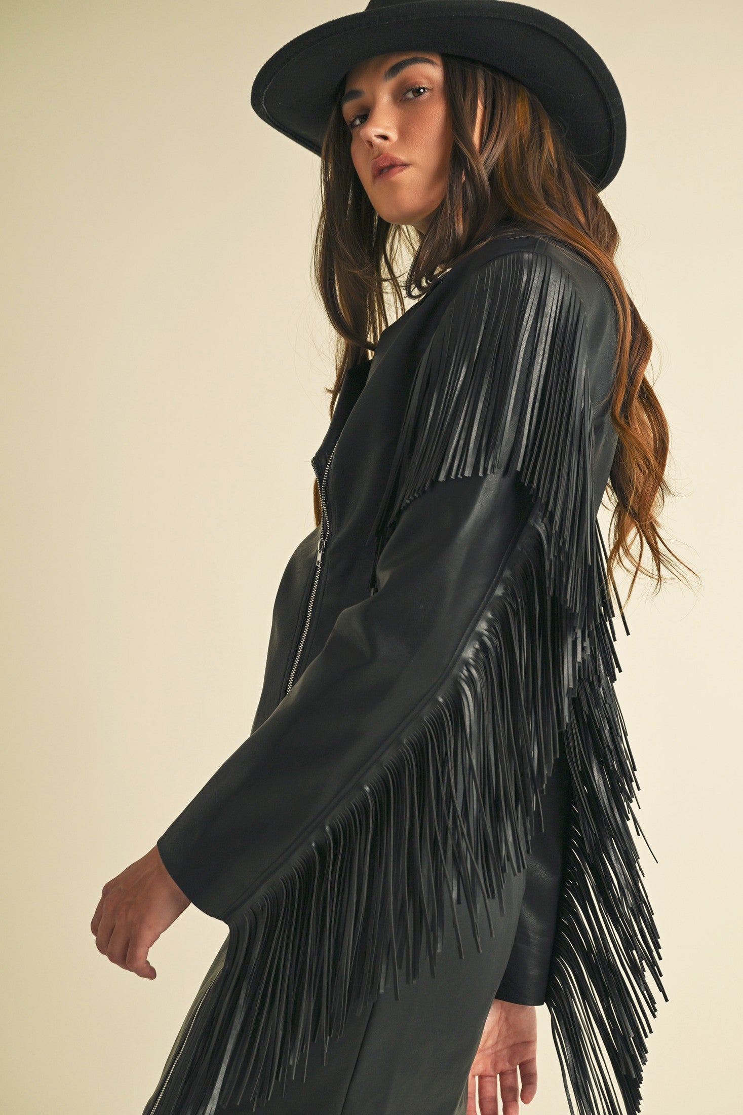 Faux Leather Fringe Blazer Dress