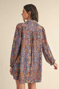 Printed Collared Shirt Dress