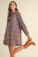 Printed Collared Shirt Dress