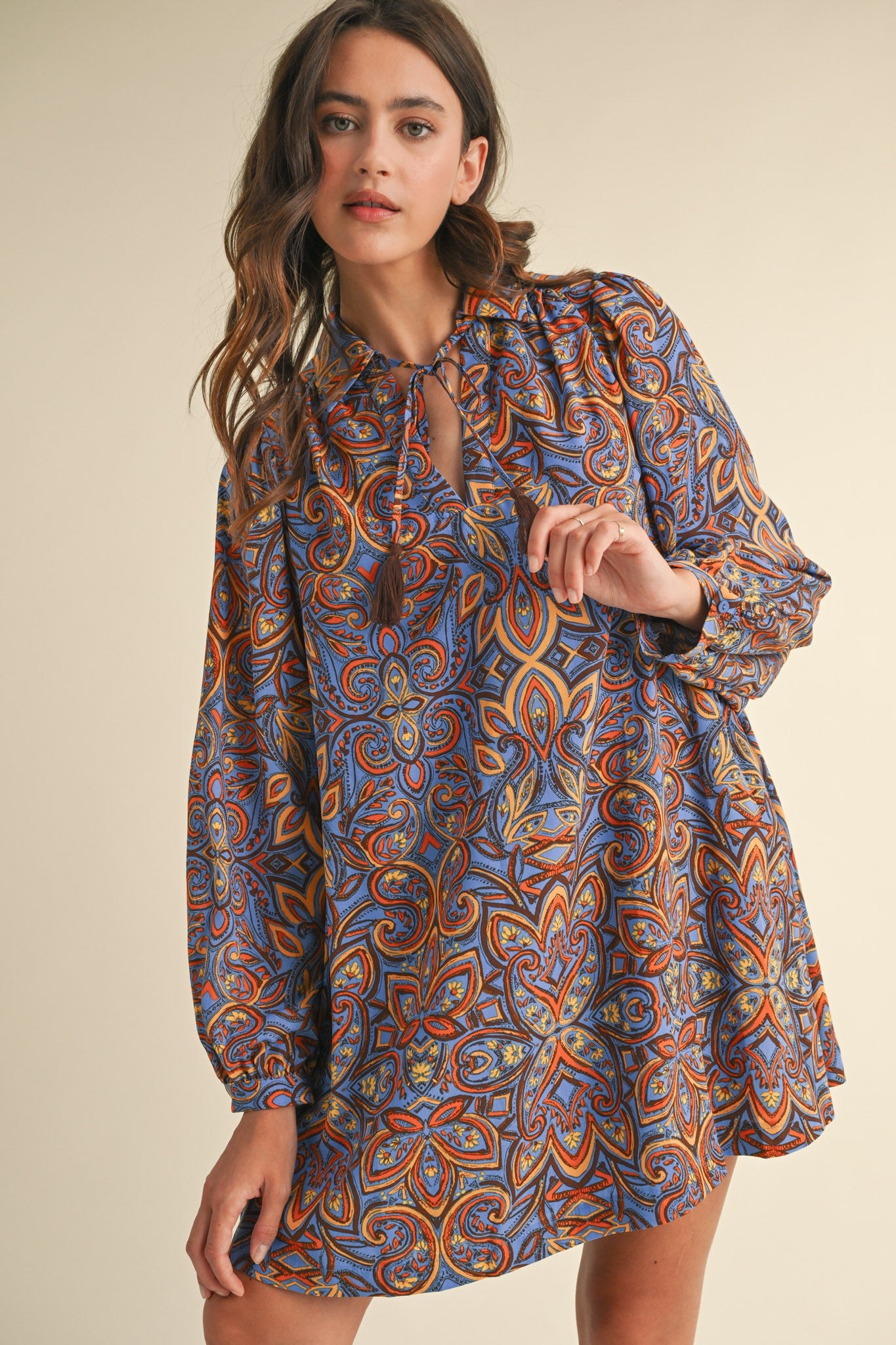 Printed Collared Shirt Dress