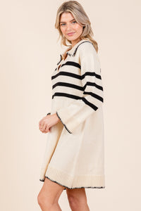 Striped Collared Sweater Dress