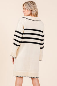 Striped Collared Sweater Dress