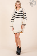 Striped Collared Sweater Dress