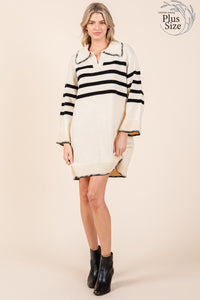 Striped Collared Sweater Dress