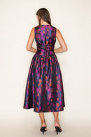 Boat Neck Jacquard Midi Dress