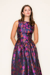 Boat Neck Jacquard Midi Dress