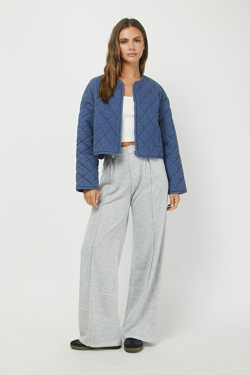 Quilted Washed Zipup Jacket