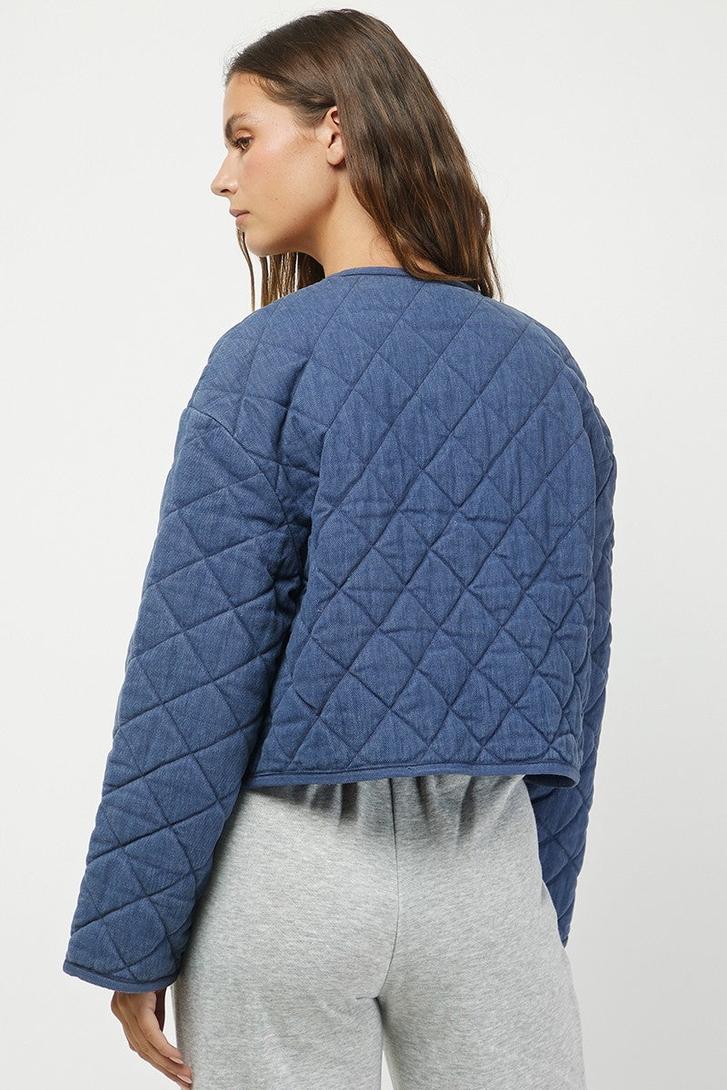 Quilted Washed Zipup Jacket
