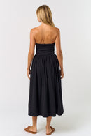 Black Strapless Midi Dress