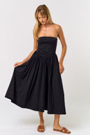 Black Strapless Midi Dress