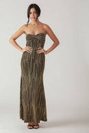 Metallic Strapless Maxi Dress