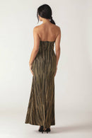 Metallic Strapless Maxi Dress