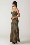 Metallic Strapless Maxi Dress