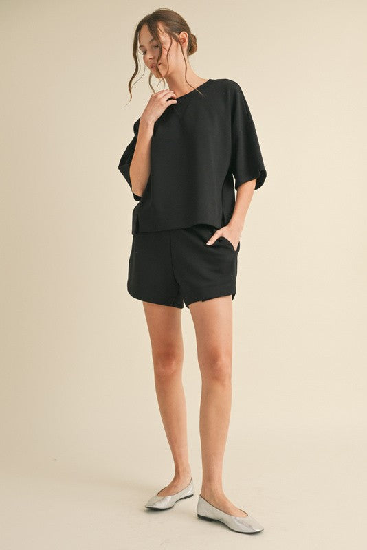 Solid Short Sleeve & Shorts Set