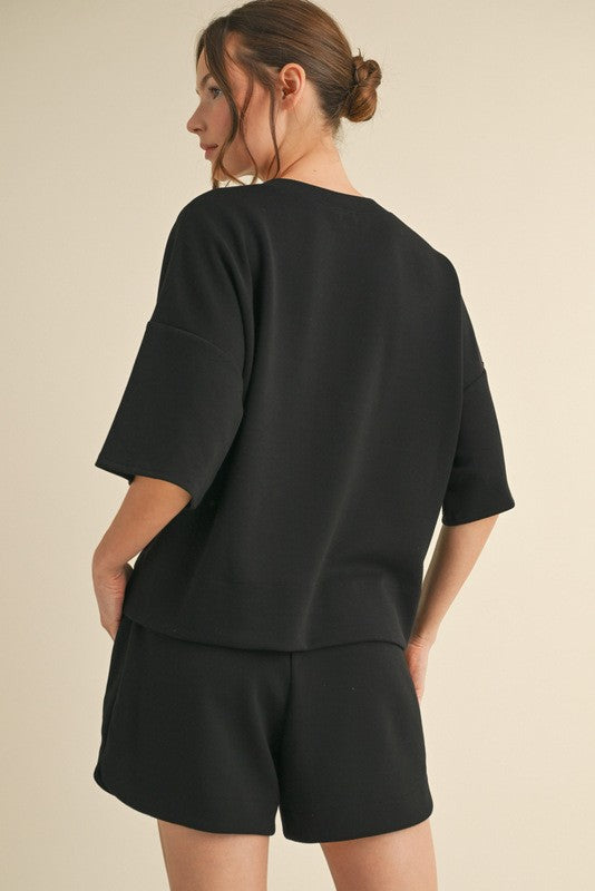 Solid Short Sleeve & Shorts Set