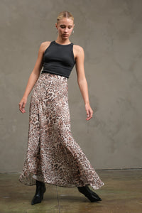 Asymmetrical Hem Leopard Skirt