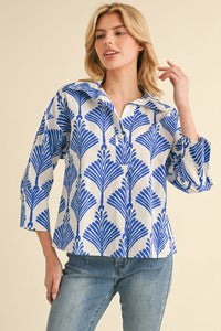 Pearl Closure Printed Top