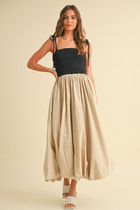 Contrast Balloon Midi Dress
