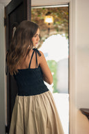 Contrast Balloon Midi Dress