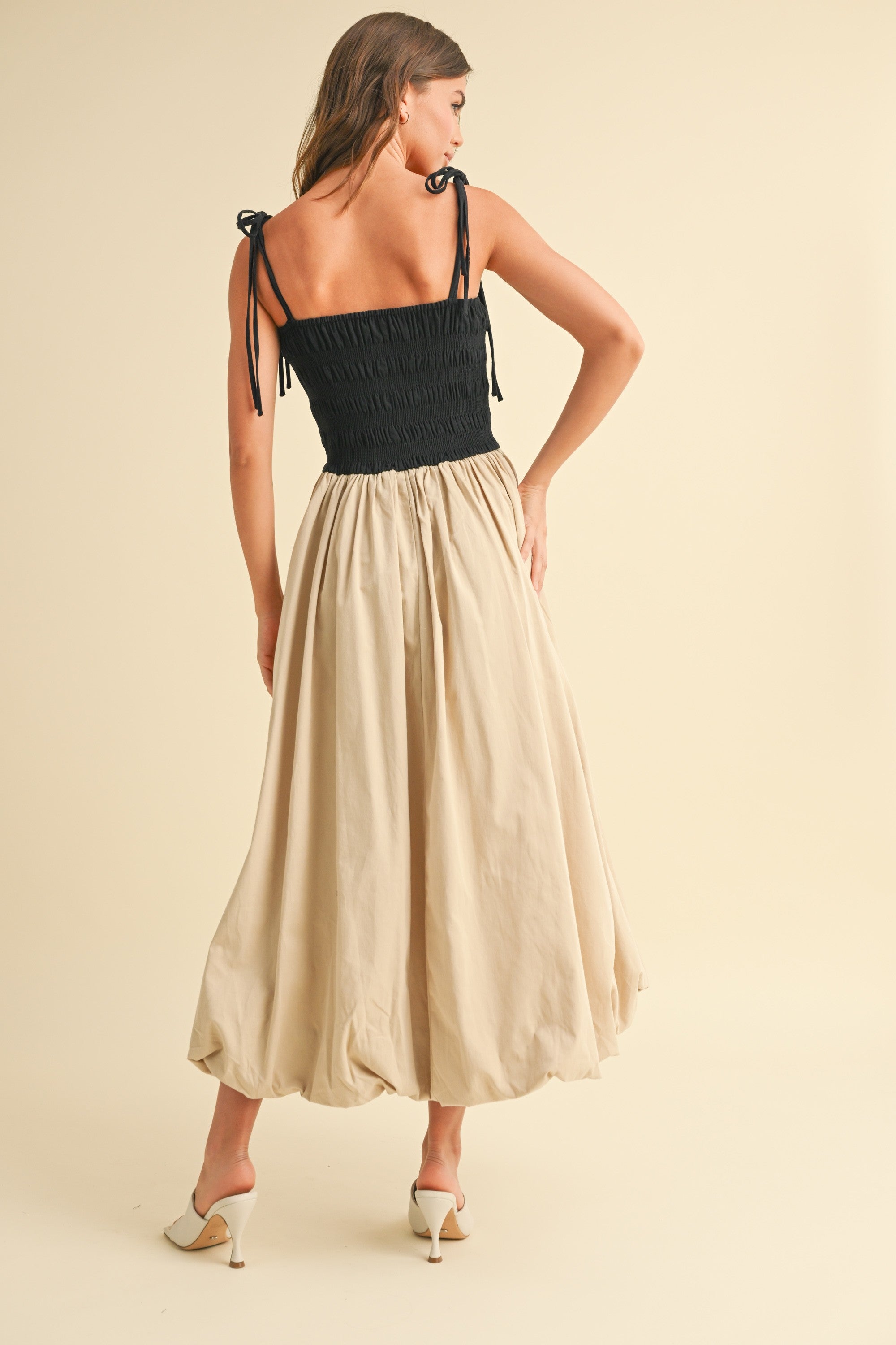 Contrast Balloon Midi Dress  Kirby's Kloset