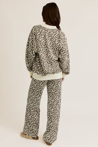 Leopard Bow Embroidered Lounge Set