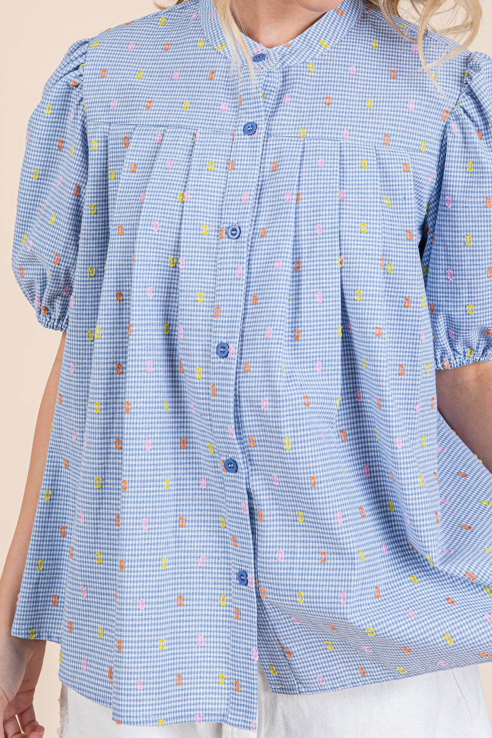 Swiss Dot Gingham Top