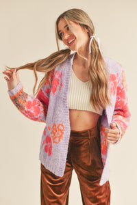 Fuzzy Floral Cardigan