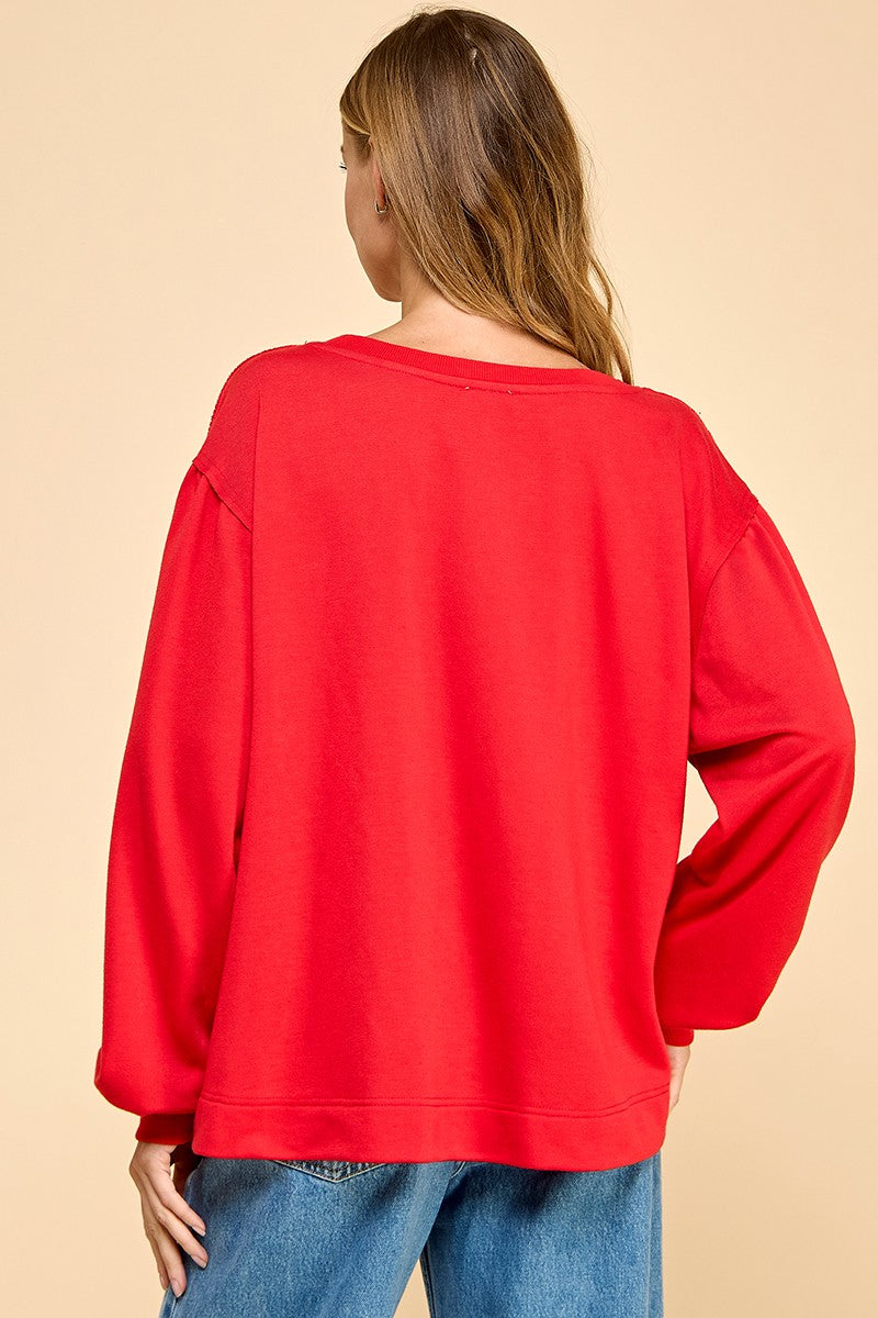 Oversized Bow Accent Pullover