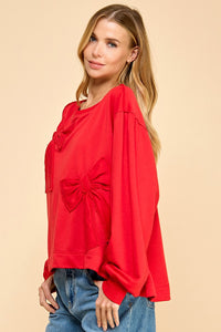 Oversized Bow Accent Pullover