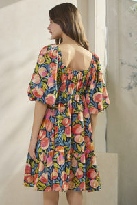 Peach Printed Mini Dress