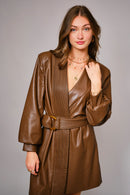 Faux Leather Belted Mini Dress