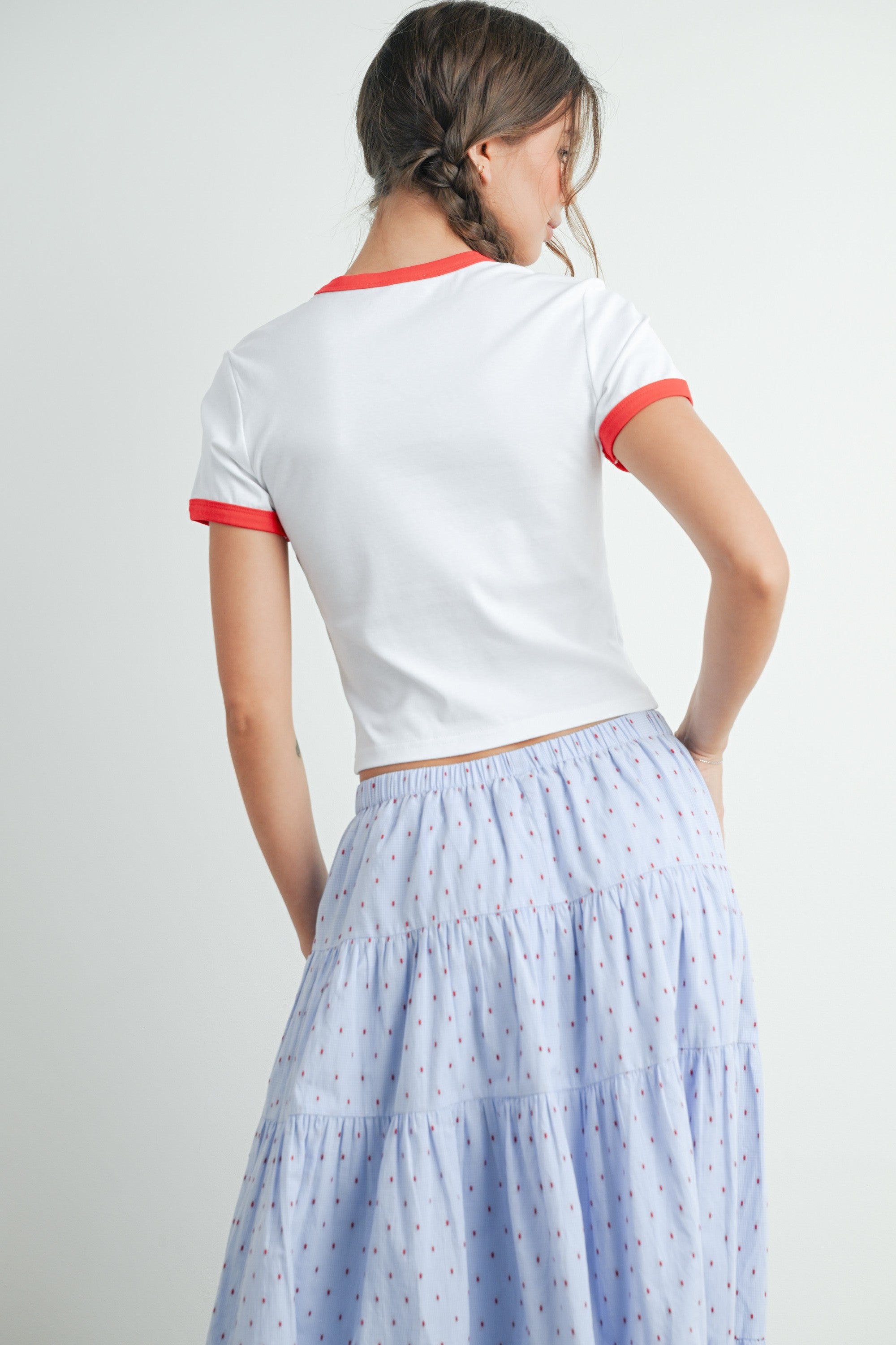 Bow Print Cropped Tee
