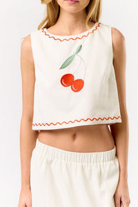 Linen Fruit Embroidered Set