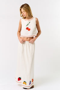 Linen Fruit Embroidered Set
