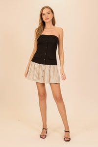 Contrast Strapless Dress